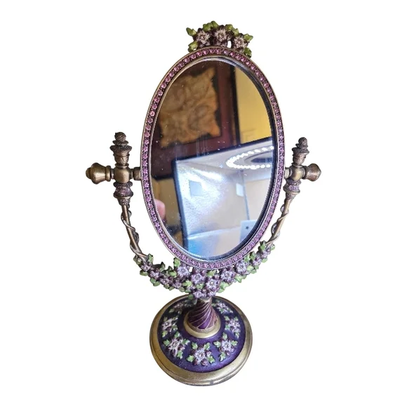 Two's Company Purple and Gold Ornate Vanity Mirror - Picture 2 of 6